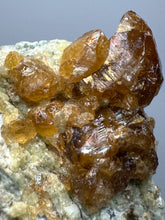 Load image into Gallery viewer, Hessonite Garnet Cluster on Matrix – Natural Collector Specimen from Pakistan | High-Grade Orange-Red Garnet Crystals

