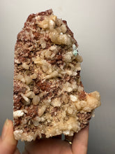 Load image into Gallery viewer, LG Shiny Peach Stilbite and Mint Green Apophyllite on Druzy Red Heulandite – High-Grade Collector Mineral Specimen from India
