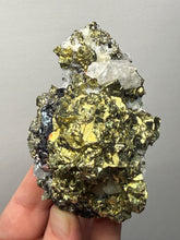 Load image into Gallery viewer, 3.8” New Find: Huanzala Mine Peru Sphalerite + Chalcopyrite + Apatite + Calcite + Quartz | Collector Display Specimen
