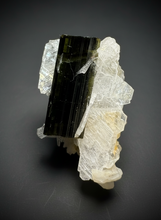 Load image into Gallery viewer, Dark Green Cap Stak Nala Tourmaline with Cleavelandite Flower – Haramosh Mountains, Pakistan | Thumbnail Specimen
