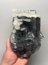 Load image into Gallery viewer, Premium Cubic Green–Purple Phantom Fluorite with Flower Calcite on Matrix

Xianghualing Mine, Hunan Province, China
