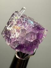 Load image into Gallery viewer, Rhodochrosite + Quartz on Purple Isometric Fluorite (Thumbnail Specimen) | Wutong Mine, China
