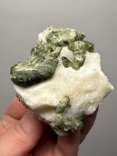 Load image into Gallery viewer, Electric Green Diopside on Quartz – Collector Mineral Specimen (Gilgit-Baltistan) Pakistan
