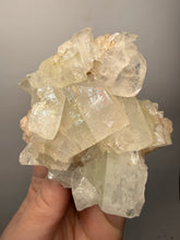 Load image into Gallery viewer, High-Grade Light Green Apophyllite on Pink Stilbite Zeolite | Indian Collector Mineral Specimen
