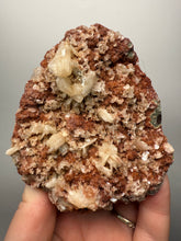 Load image into Gallery viewer, Shiny Peach Stilbite on Druzy Red Heulandite – High-Grade Collector Mineral Specimen from India
