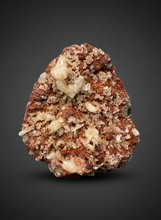 Load image into Gallery viewer, Shiny Peach Stilbite on Druzy Red Heulandite – High-Grade Collector Mineral Specimen from India
