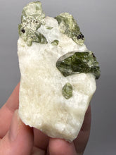 Load image into Gallery viewer, Electric Green Diopside on Quartz – Collector Mineral Specimen (Gilgit-Baltistan) Pakistan
