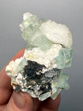 Load image into Gallery viewer, High-Grade Gemmy Green Apophyllite on White Stilbite  | Deccan Traps, Maharashtra, India

