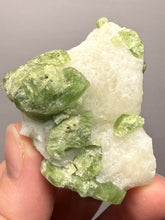 Load image into Gallery viewer, Electric Green Diopside on Quartz – Collector Mineral Specimen (Gilgit-Baltistan) Pakistan
