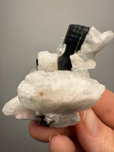 Load image into Gallery viewer, Dark Green Cap Stak Nala Tourmaline on Cleavelandite Matrix – Haramosh Mountains, Pakistan
