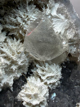 Load image into Gallery viewer, Mordenite with Optical Calcite on Druzy Chalcedony | Mineral Cabinet Specimen | Deccan Traps, India
