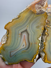 Load image into Gallery viewer, High-Grade Indonesian Sumatra Agate Pair – Vibrant Banded Chalcedony with Rich Color Zoning | Ethical Lapidary &amp; Collector Display Specimens
