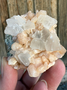 Storm Cloud Calcite on Orange Gemmy Heulandite Zeolite • Maharashtra, India