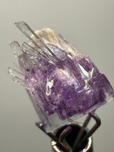 Load image into Gallery viewer, Rhodochrosite + Quartz on Purple Isometric Fluorite (Thumbnail Specimen) | Wutong Mine, China
