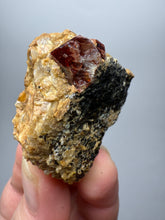 Load image into Gallery viewer, Naturally Faceted Zircon Crystal on Pegmatite–Biotite Matrix • Pakistan Mineral Specimen
