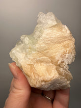 Load image into Gallery viewer, High-Grade Light Green Apophyllite on Pink Stilbite Zeolite | Indian Collector Mineral Specimen
