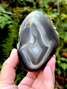Double-Sided Polished Midnight Muse Agate | High-Grade Rare Silvery Black and Blue Parallax Agate from India
