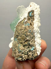 Load image into Gallery viewer, High-Grade Gemmy Green Apophyllite on White Stilbite  | Deccan Traps, Maharashtra, India
