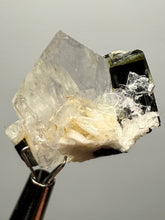 Load image into Gallery viewer, Dark Green Cap Stak Nala Tourmaline and Cleavelandite on Quartz – Haramosh Mountains, Pakistan | Thumbnail Specimen
