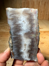 Load image into Gallery viewer, PREMIUM DISPLAY or LAPIDARY SLAB • Moroccan “Ghost Agate” White Seam Plum Agate • Double Sided • High Atlas Mountains • Unpolished
