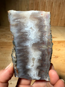 PREMIUM DISPLAY or LAPIDARY SLAB • Moroccan “Ghost Agate” White Seam Plum Agate • Double Sided • High Atlas Mountains • Unpolished