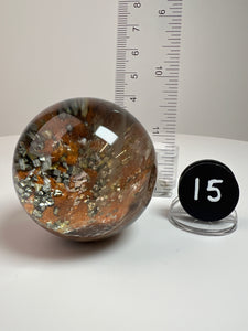 Garden Quartz Golden Rutile and/or Cubic Golden Pyrite Sphere • High Grade • RARE