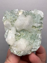 Load image into Gallery viewer, High-Grade Gemmy Green Apophyllite on White Stilbite  | Deccan Traps, Maharashtra, India
