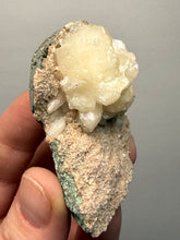 Load image into Gallery viewer, White Stilbite Flower &amp; Red Apophyllite on Peach Heulandite | Deccan Traps, India
