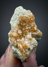 Load image into Gallery viewer, Hessonite Garnet Cluster on Matrix – Natural Collector Specimen from Pakistan | High-Grade Orange-Red Garnet Crystals

