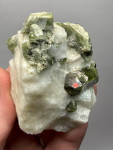 Load image into Gallery viewer, Electric Green Diopside on Quartz – Collector Mineral Specimen (Gilgit-Baltistan) Pakistan
