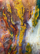 Load image into Gallery viewer, PREMIUM DISPLAY or LAPIDARY SLAB • Moroccan “Dream Landscape Jagate” (Purple, Teal, Red, Green, Red, Yellow &amp; Orange Moss Plume Agate + Jasper) Stone • Double Sided • High Atlas Mountains • Unpolished
