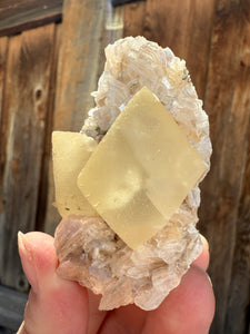 Golden Yellow Diamond Calcite + Pearl Heulandite • Maharashtra, India