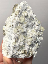 Load image into Gallery viewer, 3.8” New Find: Huanzala Mine Peru Sphalerite + Chalcopyrite + Apatite + Calcite + Quartz | Collector Display Specimen
