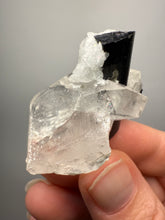 Load image into Gallery viewer, Dark Green Cap Stak Nala Tourmaline on Cleavelandite and Quartz Matrix – Haramosh Mountains, Pakistan
