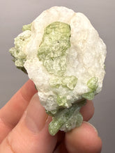 Load image into Gallery viewer, Electric Green Diopside on Quartz – Collector Mineral Specimen (Gilgit-Baltistan) Pakistan
