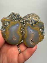 Load image into Gallery viewer, High-Grade Indonesian Sumatra Agate Pair – Vibrant Banded Chalcedony with Rich Color Zoning | Ethical Lapidary &amp; Collector Display Specimens
