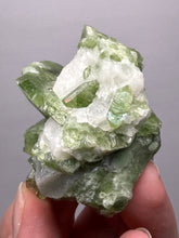 Load image into Gallery viewer, Electric Green Diopside on Quartz – Collector Mineral Specimen (Gilgit-Baltistan) Pakistan
