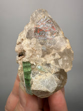 Load image into Gallery viewer, Bicolor Blue Green Tourmaline on Clear Quartz Crystal | Pegmatite Mineral Specimen from Pakistan
