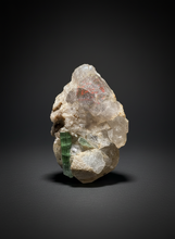 Load image into Gallery viewer, Bicolor Blue Green Tourmaline on Clear Quartz Crystal | Pegmatite Mineral Specimen from Pakistan
