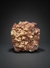 Load image into Gallery viewer, XLG Shiny Peach Stilbite and Mint Green Apophyllite on Druzy Red Heulandite – High-Grade Collector Mineral Specimen from India
