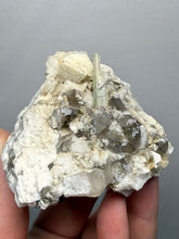 Load image into Gallery viewer, Aquamarine with Smoky Quartz on Albite Mineral Specimen | Nagar Valley, Gilgit-Baltistan, Pakistan

