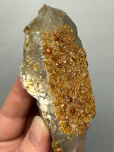 Load image into Gallery viewer, Spessartine Garnet on Smoky Quartz | Wushan Spessartine Mine, Tongbei, Yunxiao Co., Zhangzhou, Fujian, China
