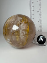 Load image into Gallery viewer, Dendrite Manganese Included Iron Oxide Quartz (Golden Healer) Sphere • RARE
