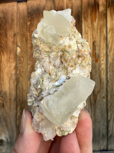 Yellow Diamond Calcite + Pearl Heulandite • Maharashtra, India