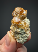 Load image into Gallery viewer, Hessonite Garnet Cluster on Matrix – Natural Collector Specimen from Pakistan | High-Grade Orange-Red Garnet Crystals
