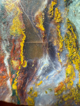 Load image into Gallery viewer, PREMIUM DISPLAY or LAPIDARY SLAB • Moroccan “Dream Landscape Jagate” (Purple, Teal, Red, Green, Red, Yellow &amp; Orange Moss Plume Agate + Jasper) Stone • Double Sided • High Atlas Mountains • Unpolished

