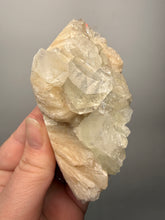 Load image into Gallery viewer, High-Grade Light Green Apophyllite on Pink Stilbite Zeolite | Indian Collector Mineral Specimen
