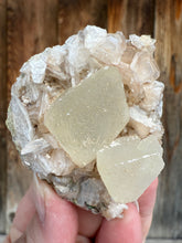 Load image into Gallery viewer, Scalenohedral Calcite + Pearl Heulandite • Maharashtra, India
