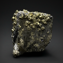 Load image into Gallery viewer, 3” New Find: Huanzala Mine Peru Sphalerite + Chalcopyrite + Apatite + Calcite + Quartz | Collector Display Specimen
