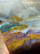 Load image into Gallery viewer, PREMIUM DISPLAY or LAPIDARY SLAB • Moroccan “Dream Landscape Jagate” (Purple, Teal, Red, Green, Red, Yellow &amp; Orange Moss Plume Agate + Jasper) Stone • Double Sided • High Atlas Mountains • Unpolished

